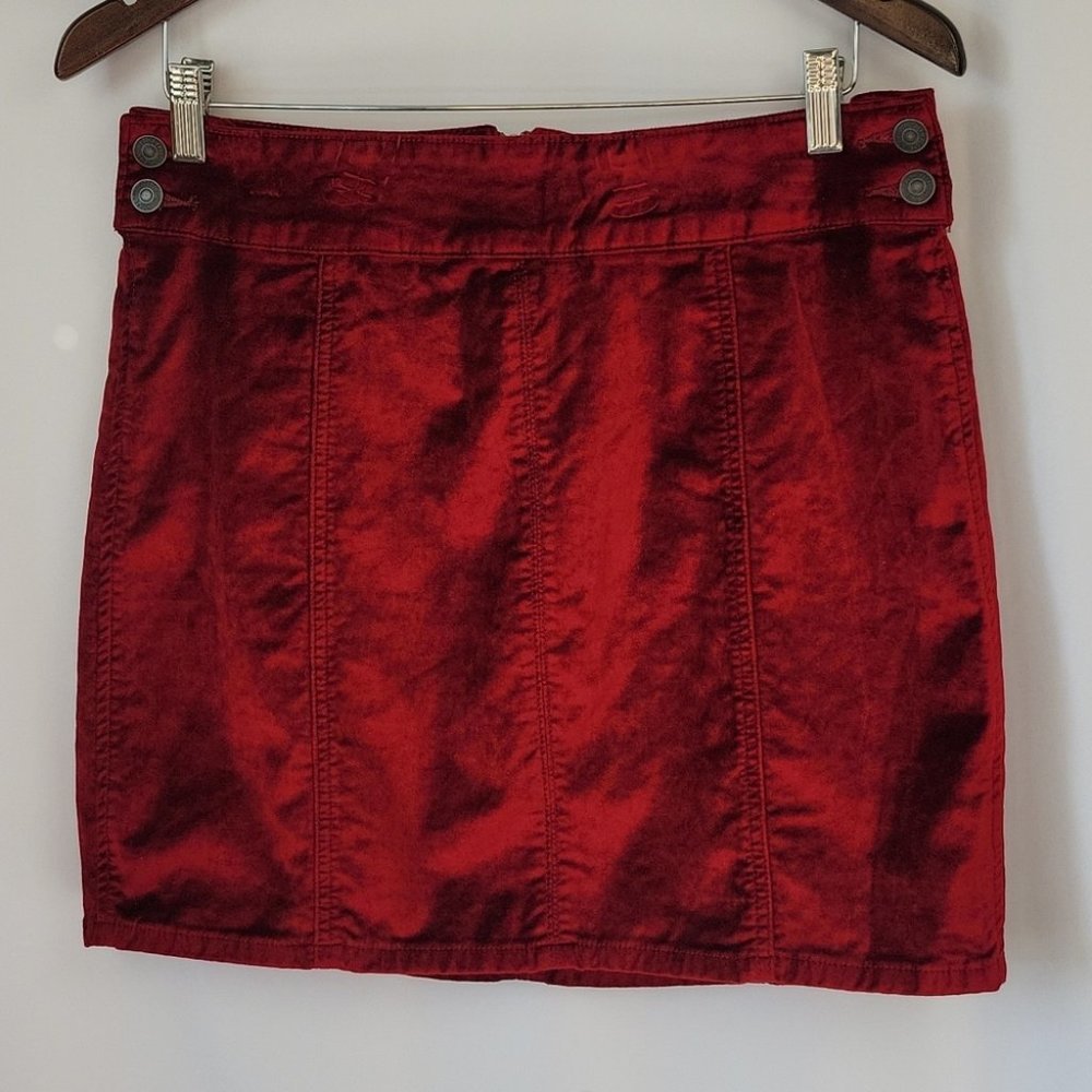 Free People Retro Velvet Mini Skirt Wine Red Size 31